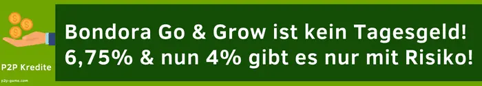 Bondora Tagsegeld - das ist falsch Go&Grow ist kein Tagsegeld