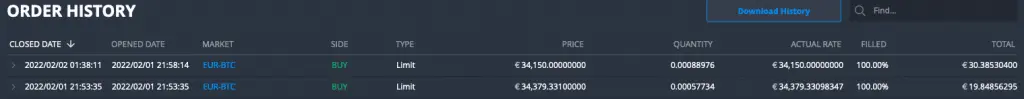Krypto Exchange Order
