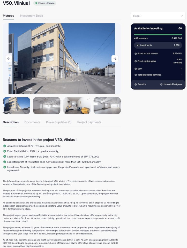 Meine InRento Erfahrungen – Rendite, Risiken und die komplette Plattform Anleitung 7 Inrento Erfahrungen InRento Projekt V50 Vilnius im Detail