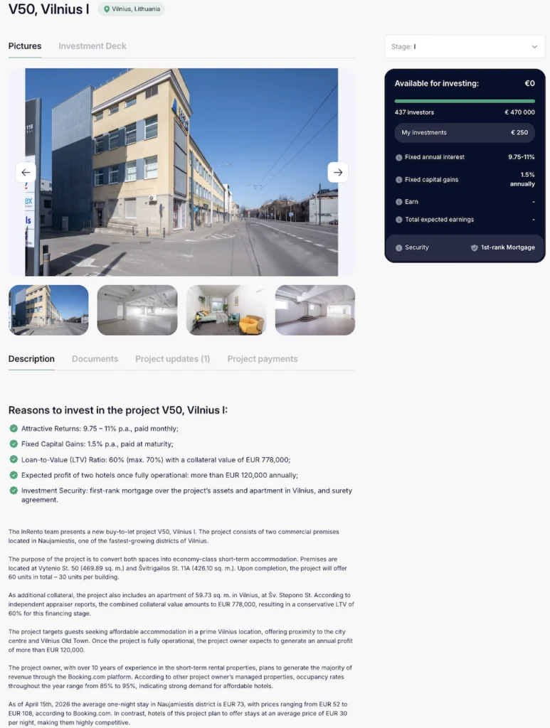 Meine InRento Erfahrungen – Rendite, Risiken und die komplette Plattform Anleitung 7 Inrento Erfahrungen InRento Projekt V50 Vilnius im Detail